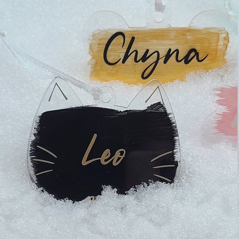Pet Lover Christmas Kitty Ornament -Pet Memorial Keepsake Hand painted Acrylic Ornament Custom Acrylic Cat Ornament