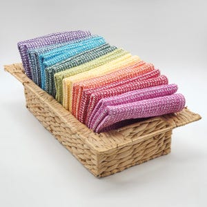 Handwoven Waffle Weave Wash Cloths: Eco-Friendly Cotton, Rainbow Colors