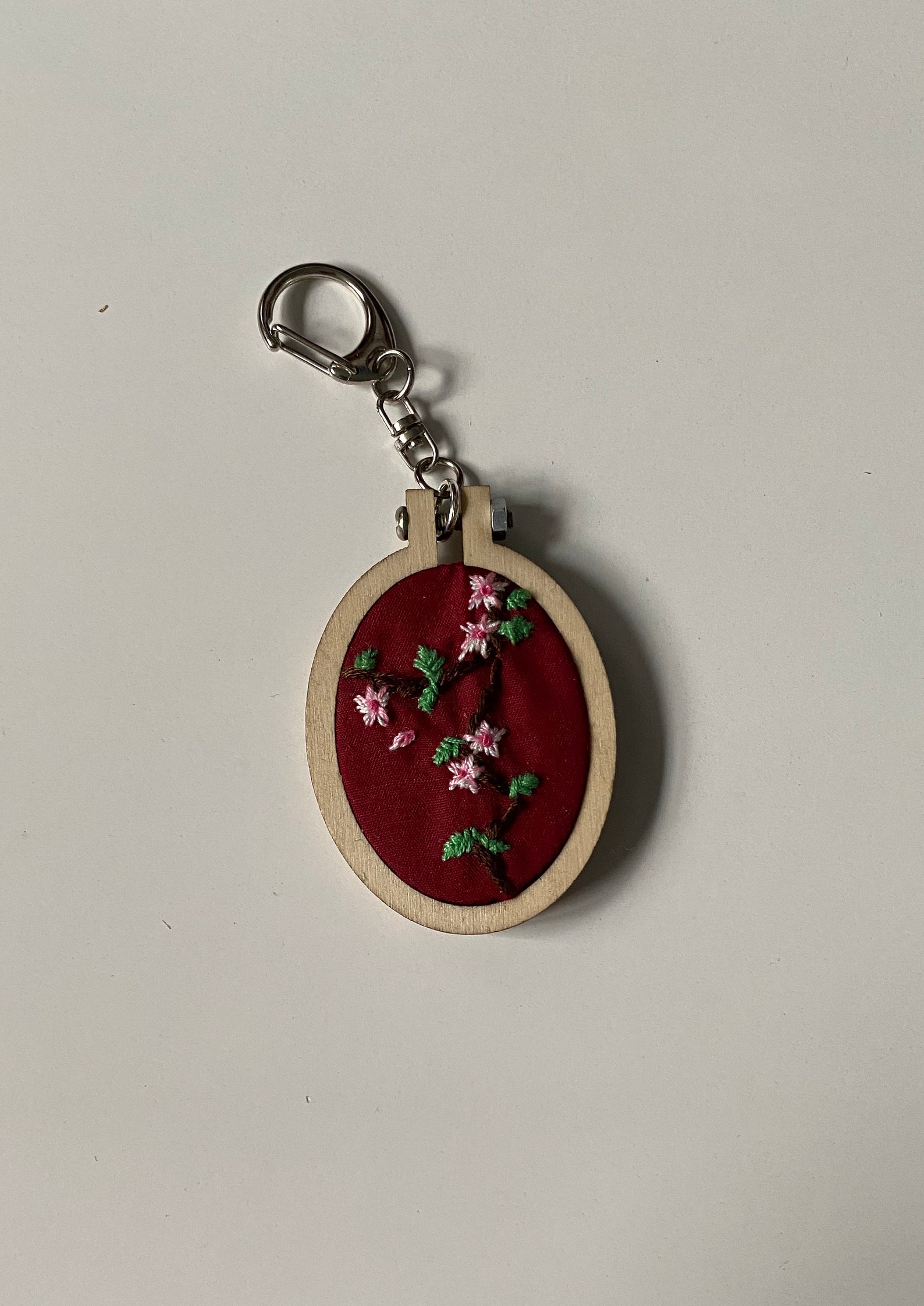 Embroidered Cherry Blossoms Keychain Etsy