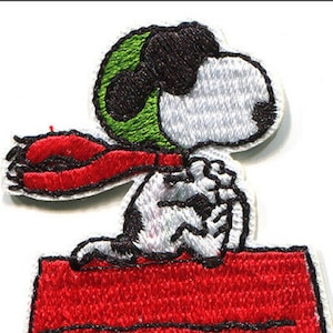 2 Peanuts Cartoon Snoopy Flying ACE Embroidered Iron On Patches 3.25"
