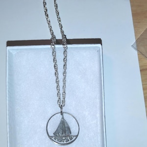 Sail Boat Cut Coin Necklace