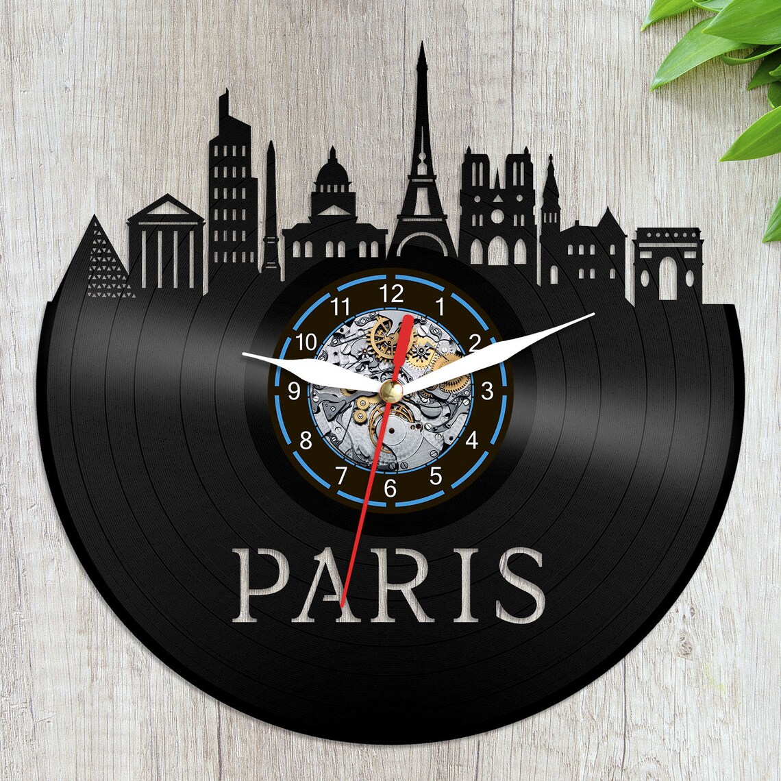 Paris France Vinyl Wall Clock City Skyline clock Eiffel Tower Etsy