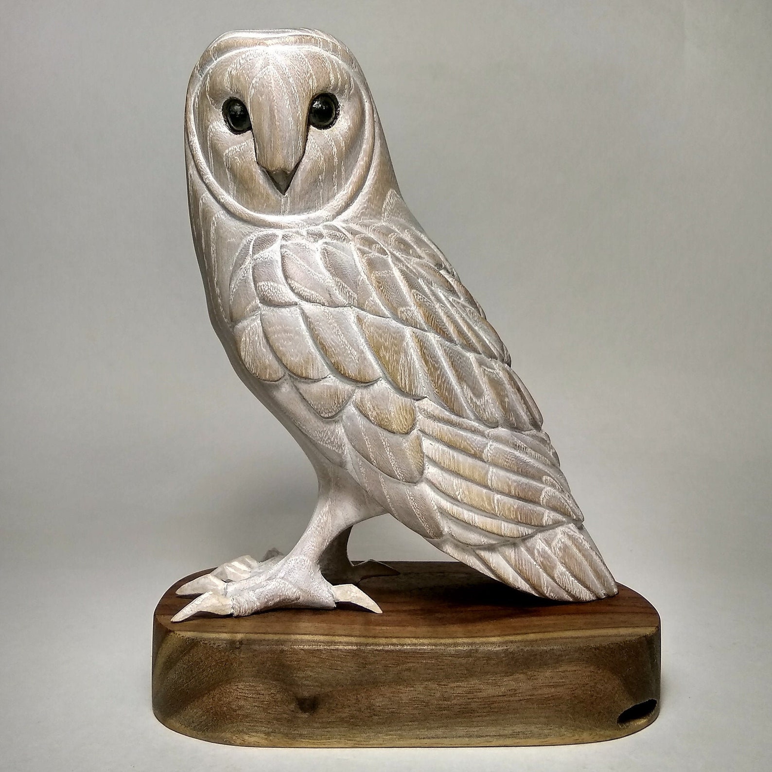 Wood sculpture Barn owl. Carved by hand from solid Etsy