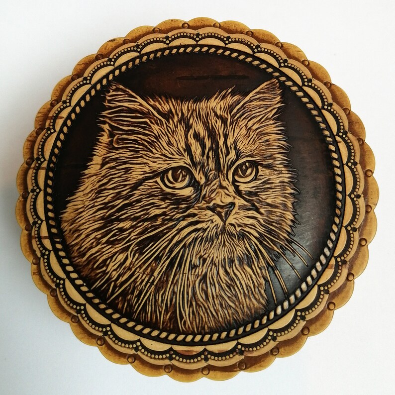 Birch bark box with the image of a Cat birch bark box ring Etsy