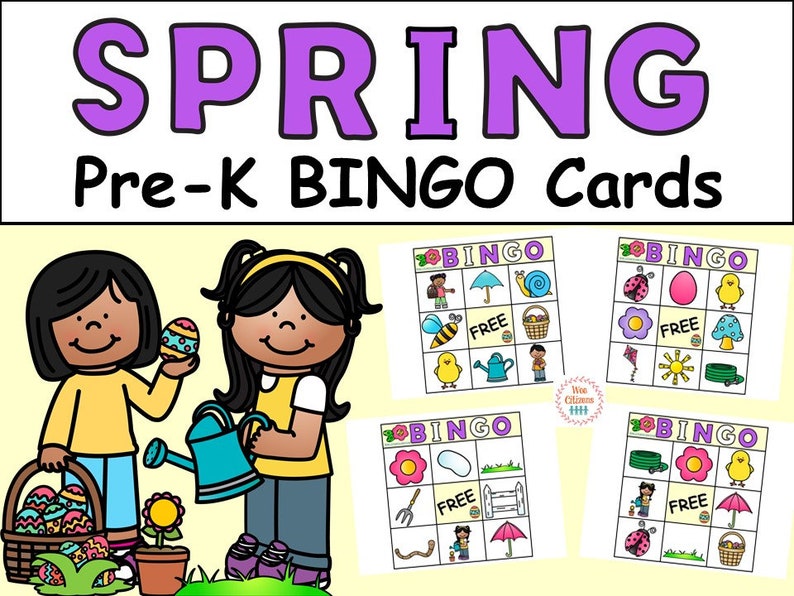 Spring Pre K BINGO Cards Etsy