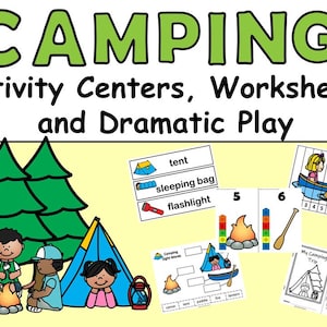 CAMPING PRE-K Activity Centers, Worksheets, and Dramatic Play - 97 pages