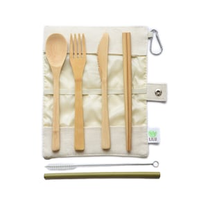 Bamboo Utensils Reusable Cutlery Travel Set - Eco-Friendly Outdoor Portable Utensils- Bamboo Spoon, Fork, Knife, Chopsticks