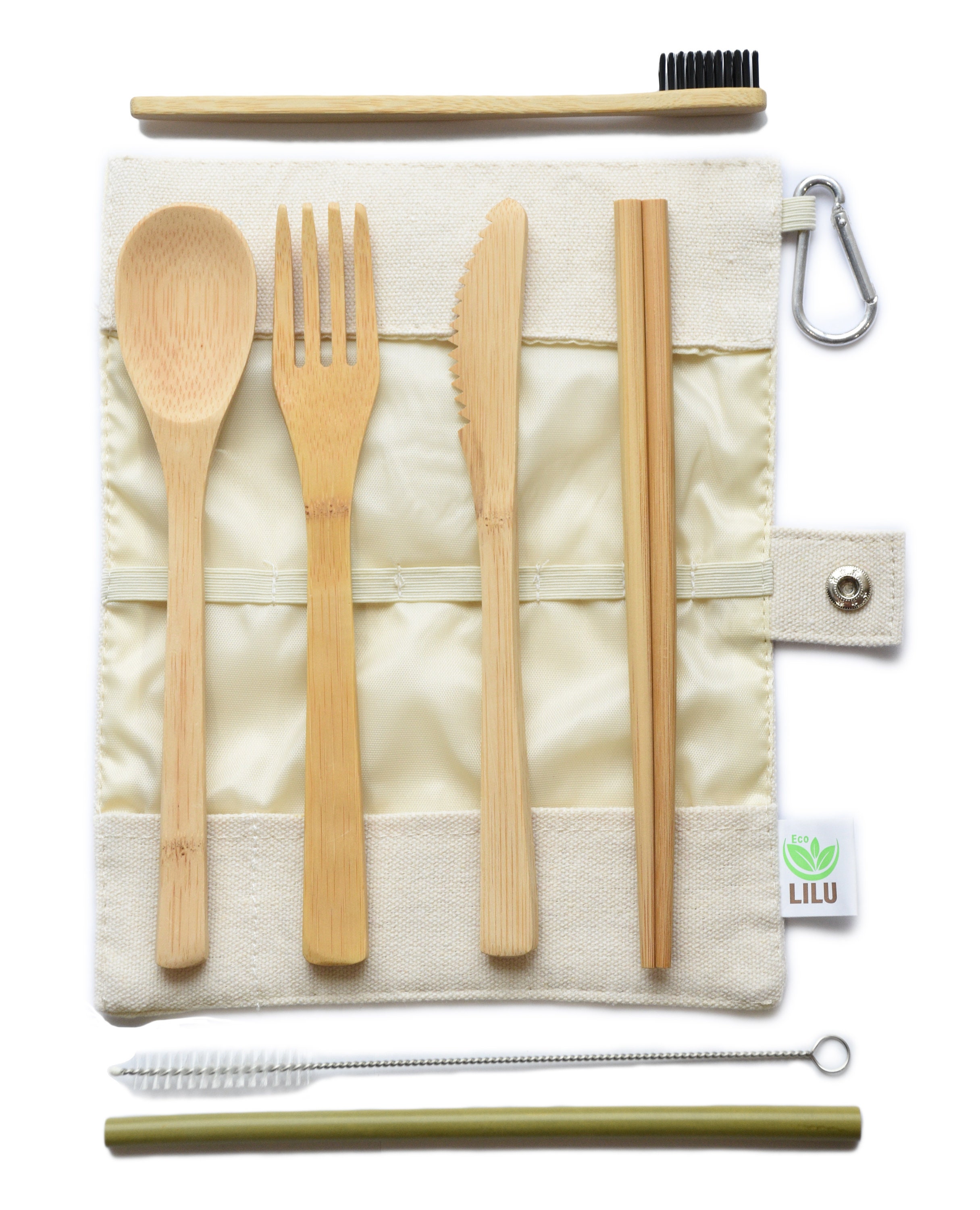 Bamboo Utensils Reusable Cutlery Travel Set Ecofriendly Etsy