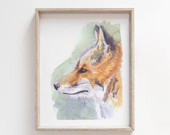 Fox watercolour print, Fox art print, Watercolour art, painting print, original art, wall art, watercolor, woodland animal, forest, Fox