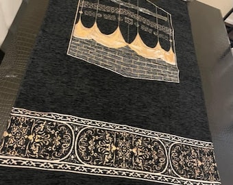 Alfombra de oración con patrón Kaaba / Alfombra de oración Kaaba Kiswah / Musallah / Janamaz bordado / Masjid al Haram Sajjada - Alfombra de oración