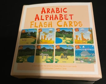 2 Juegos alfabeto Flash Cards Letras árabes letras flashcards, árabe para niños pequeños y preescolares, jardín de infantes, letra grande Laminado Juego recubierto