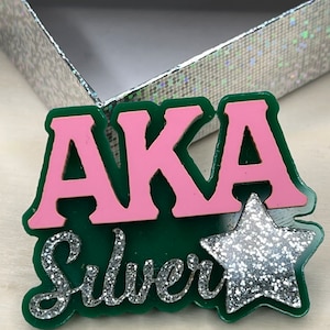 Silver Star lapel pin | Pink & Green pin | Sorority pin