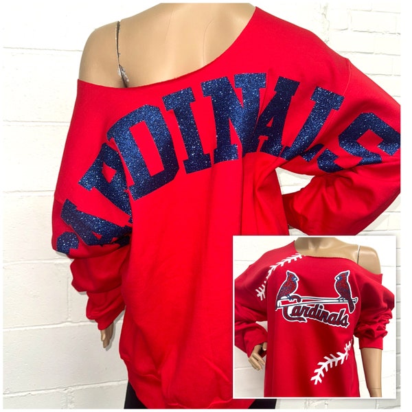 Cardinals Billboard Print Off The Shoulder Sweatshirt