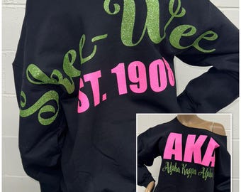 Neon Pink and Green AKA Billboard Print Off The Shoulder Sweatshirt