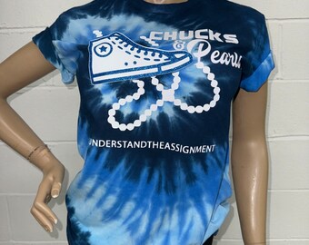 Chucks and Pearls Glam Tie Dye tee