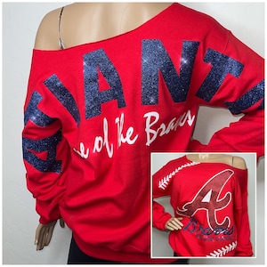 Braves Billboard Print Off The Shoulder Sweatshirt