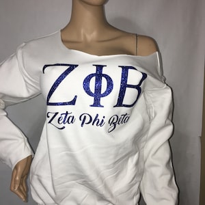 Zeta Phi Beta Glam Sweatshirt | Zeta off the shoulder sweatshirt | Zeta Phi Beta glitter sweatshirt