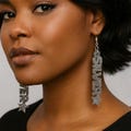 Silver Star Dangle Earrings | Pink & Green Sorority Gift |AKA earrings