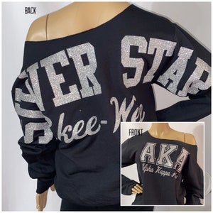 Silver Star Billboard Print Off The Shoulder Sweatshirt