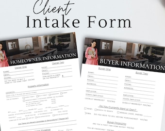 Real Estate Client Intake Form Template: Buyer & Seller Questionnaire (Editable Canva)