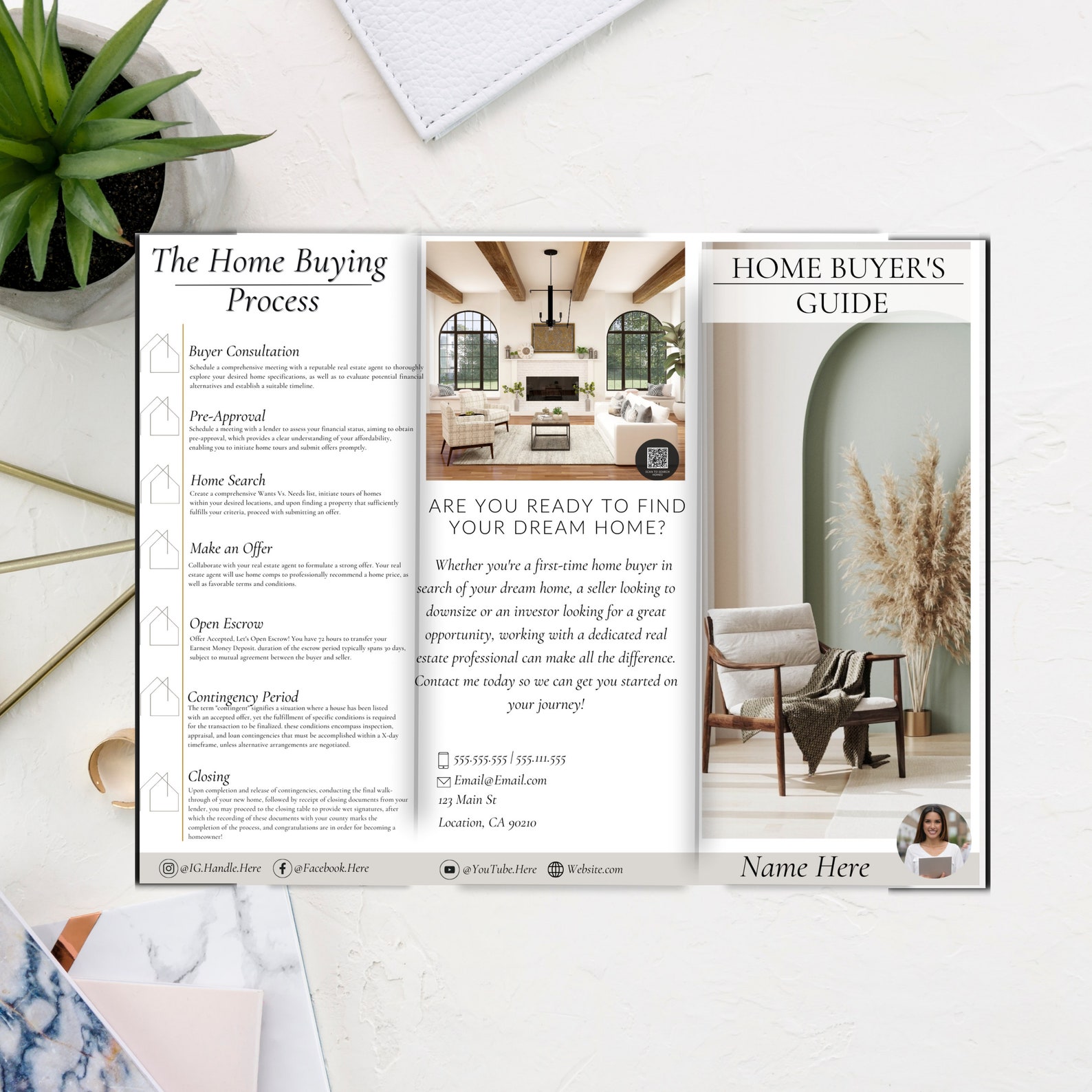 Home Buyer's Guide Trifold Brochure: Real Estate Marketing Canva ...