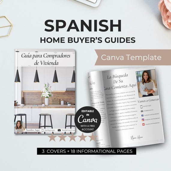Spanish Home Buyer's Guide Home Buying Process Bilingual Client Intake Form Real Estate Marketing Branding Realtor Canva Template Open House