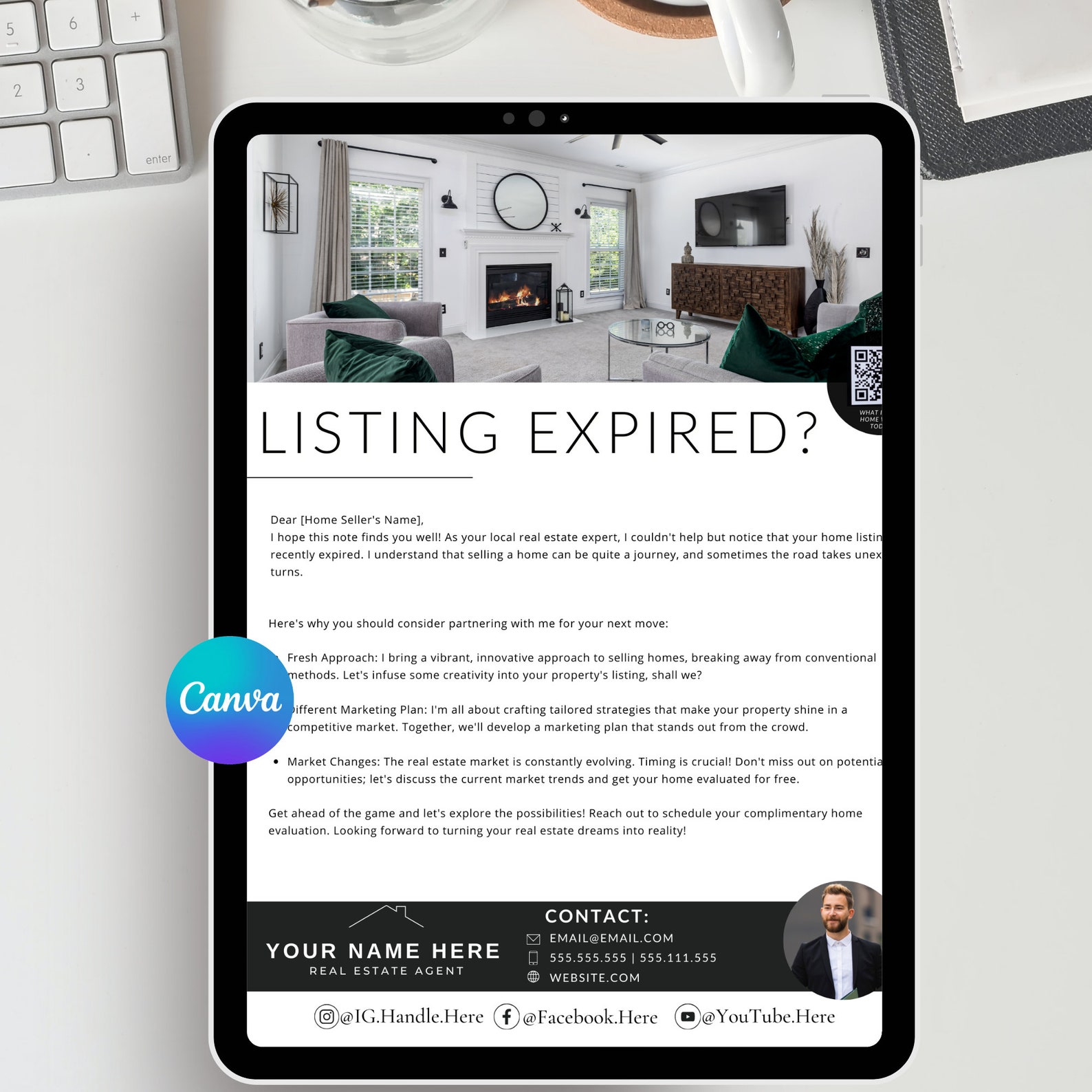 Real Estate EXPIRED LISTING Letter Canva Template, Real Estate Agent