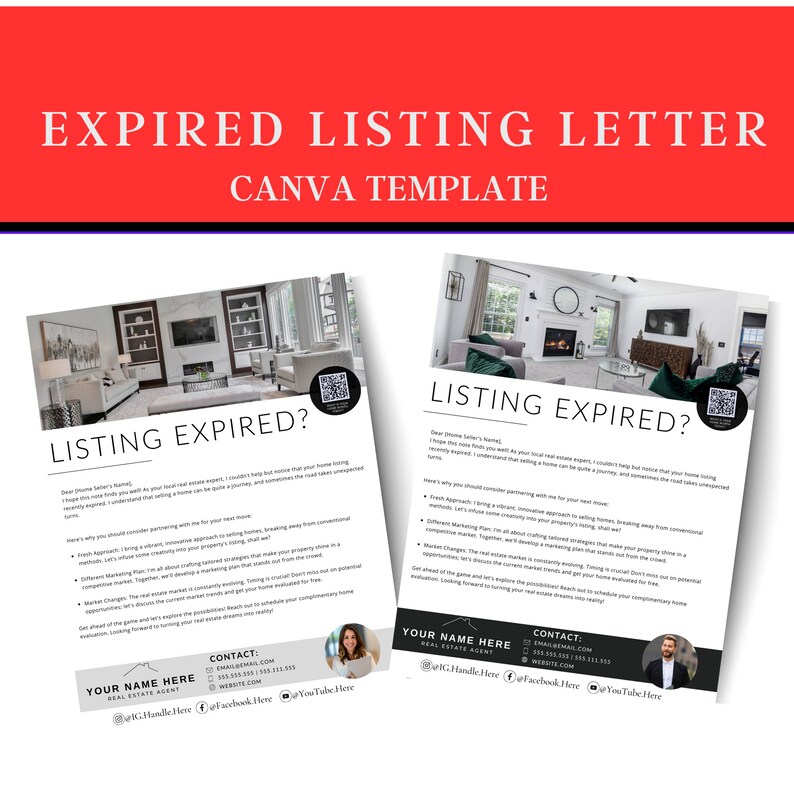 Real Estate EXPIRED LISTING Letter Canva Template, Real Estate Agent
