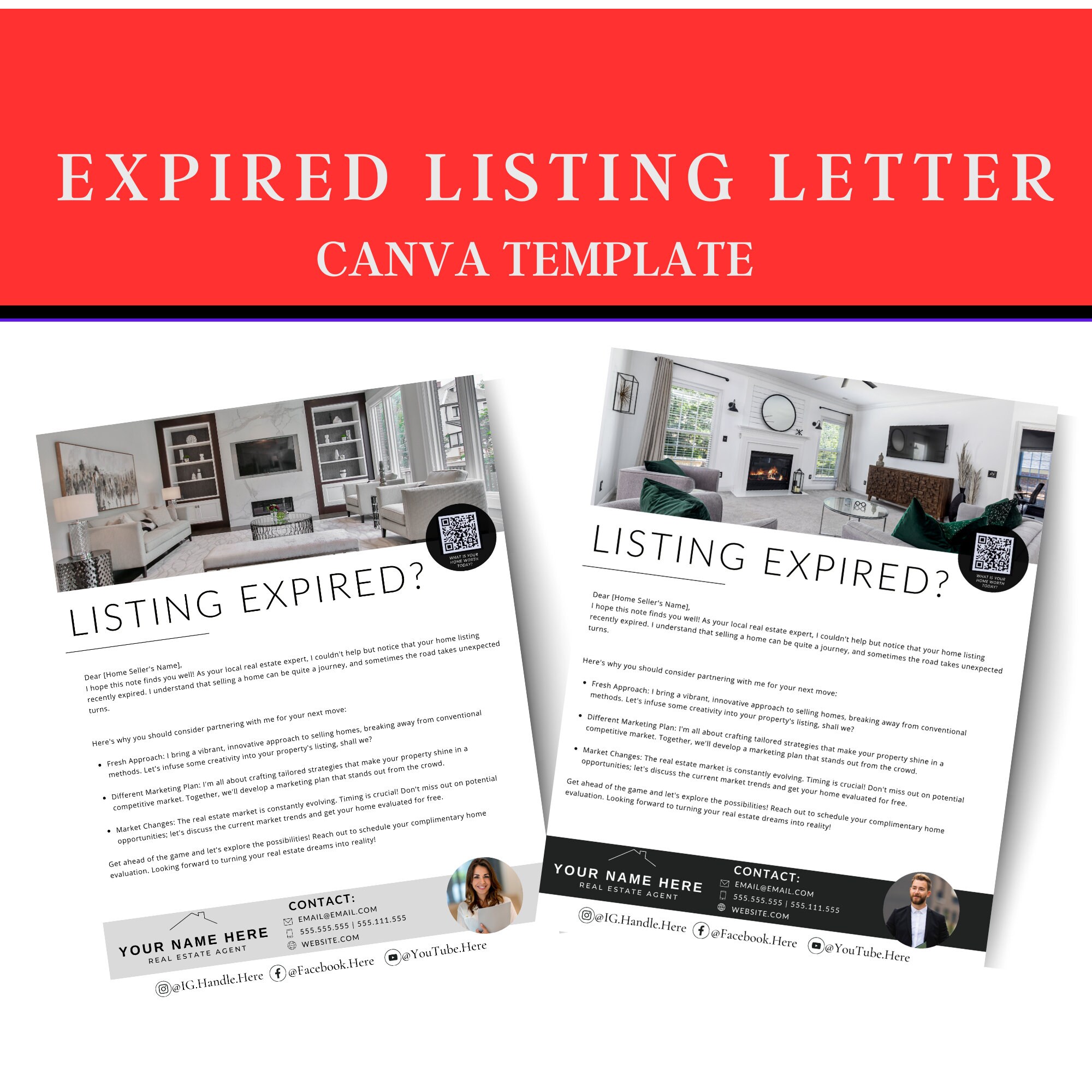 Real Estate EXPIRED LISTING Letter Canva Template, Real Estate Agent