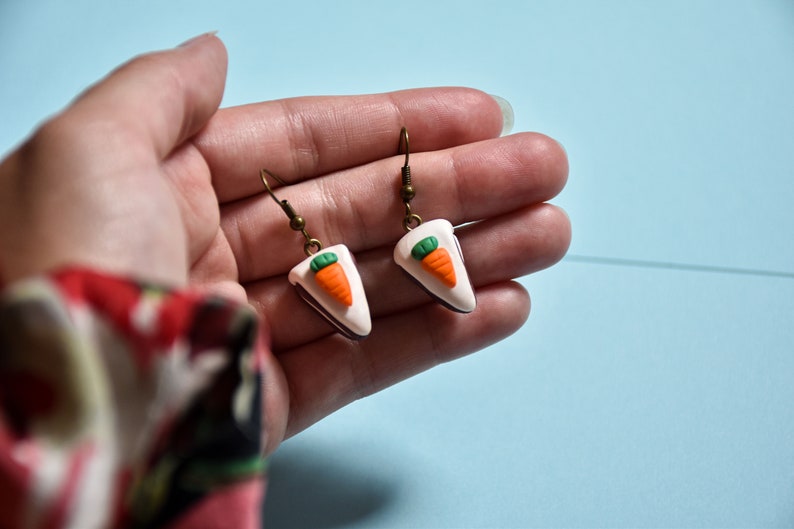 Carrot Cake slice earrings novelty earring coffee and cake cafe earrings