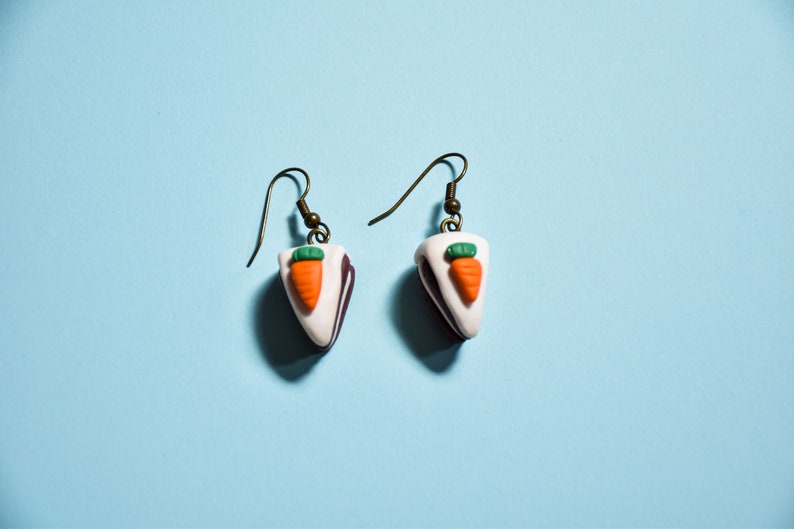 Carrot Cake slice earrings novelty earring coffee and cake cafe earrings