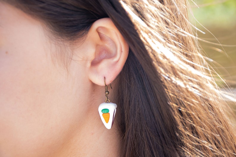 Carrot Cake slice earrings novelty earring coffee and cake cafe earrings