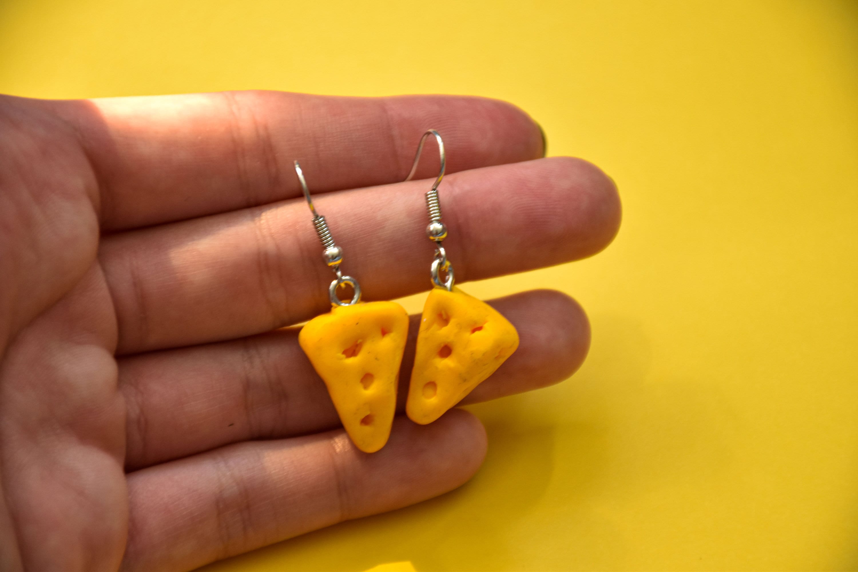 Cheese slice earrings / novelty earrings Etsy