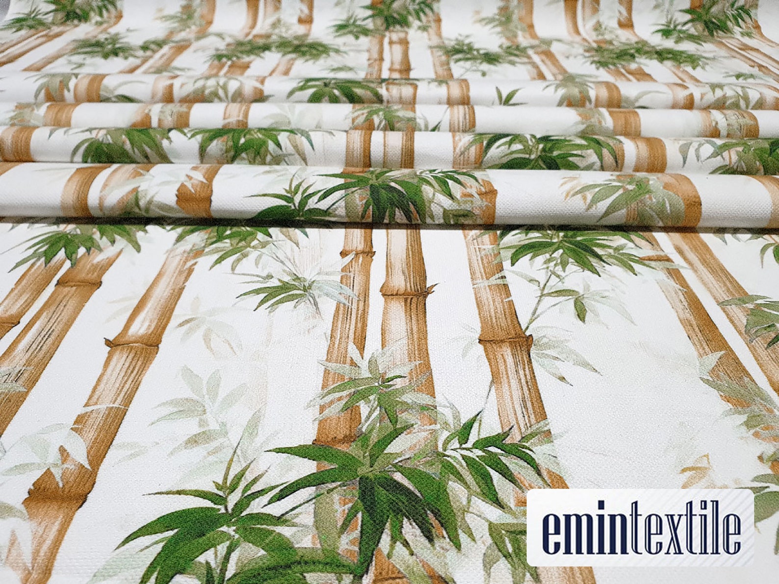 Bamboo Upholstery Fabric, Tropical Fabric by the Yard, Bamboo Green