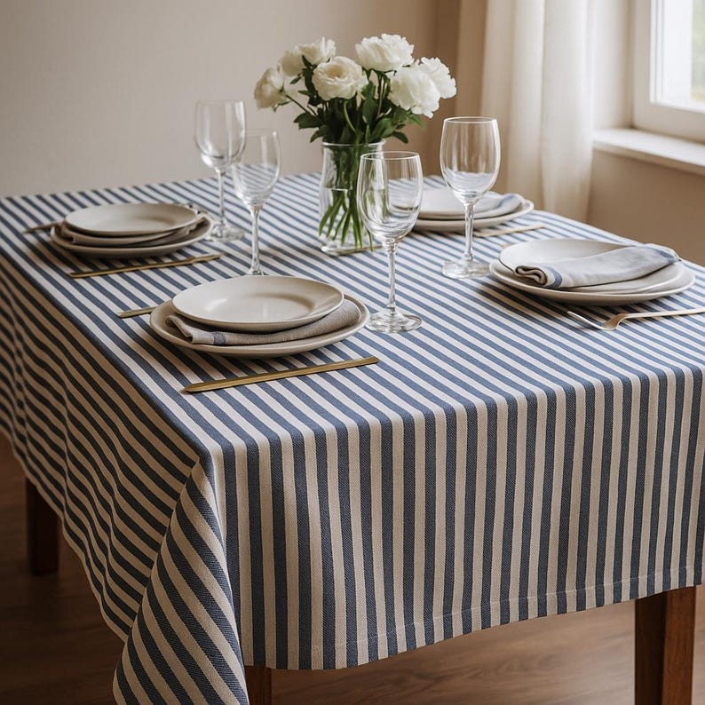 Farmhouse Table Cloth for Kitchen Dining Room, Washable Decorative Cotton Table Covers for Party, Sage Green Table Cover Round Circle image 4