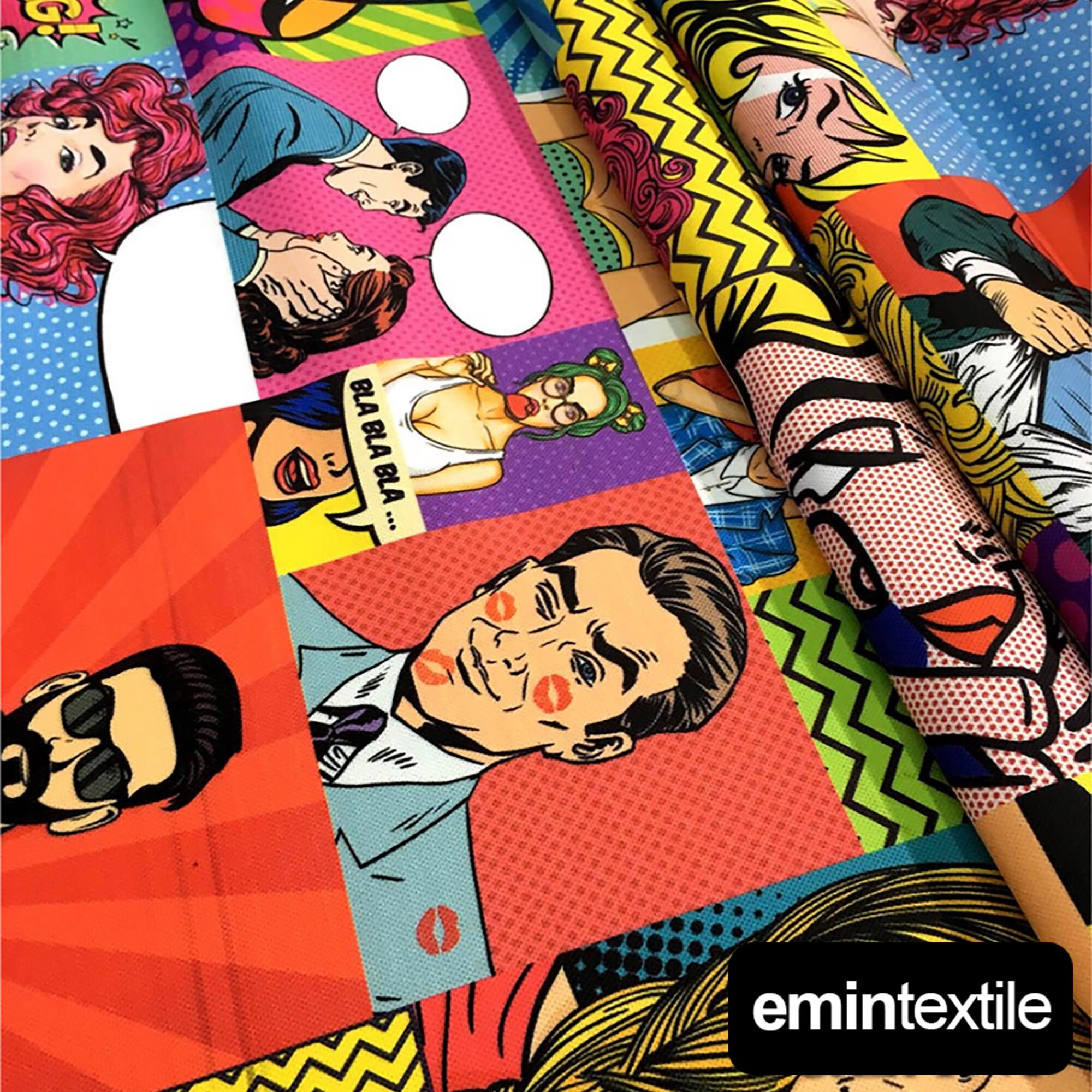 Pop Art Fabric Funny Comic Art Colorful Upholstery Fabric by - Etsy