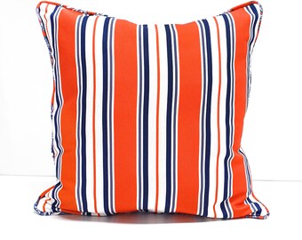 Coral Pillow Cover, Decorative Throw Pillow, Lumbar Coral White Blue Pillow 14x20, Euro Sham Pillow, Couch Sofa Chair Pillow 16x16