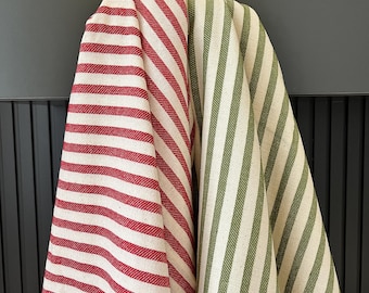 Red Green Linen Tablecloth, Linen Textured Rectangle Tablecloth, Heavy Burlap Cloth for outdoor party table, Washable Cotton Tablecloths