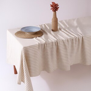 Farmhouse Table Cloth for Kitchen Dining Room, Washable Decorative Cotton Table Covers for Party, Sage Green Table Cover Round Circle image 5