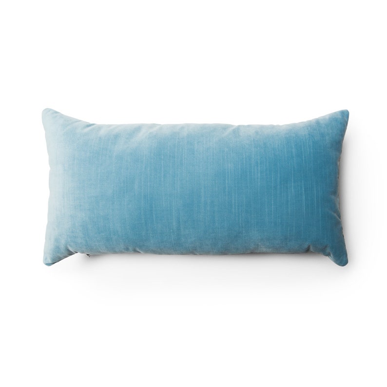 Blue Velvet Pillow Cover, Velvet Lumbar Throw Pillow, Light Blue Couch