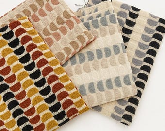 Mid Century Velvet Upholstery Fabric by the Yard, Geometric Vintage Texture Fabric for Sofa, Chair and Cushion Decor