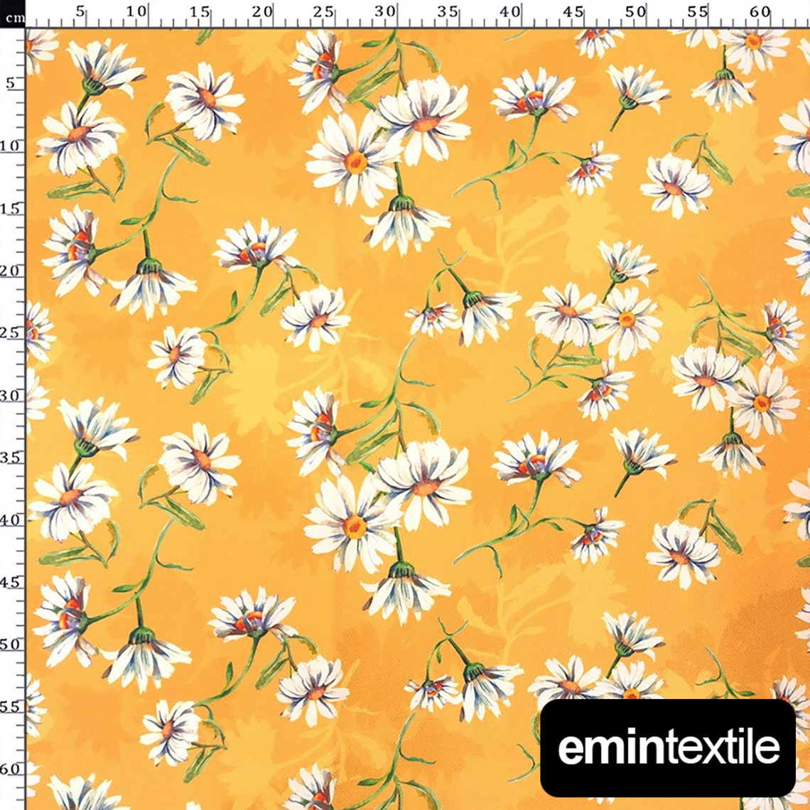 Yellow Daisy Fabric, Polyester Upholstery Fabric by the Yard, Yellow
