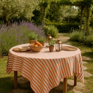 Farmhouse Table Cloth for Kitchen Dining Room, Washable Decorative Cotton Table Covers for Party, Sage Green Table Cover Round Circle image 1