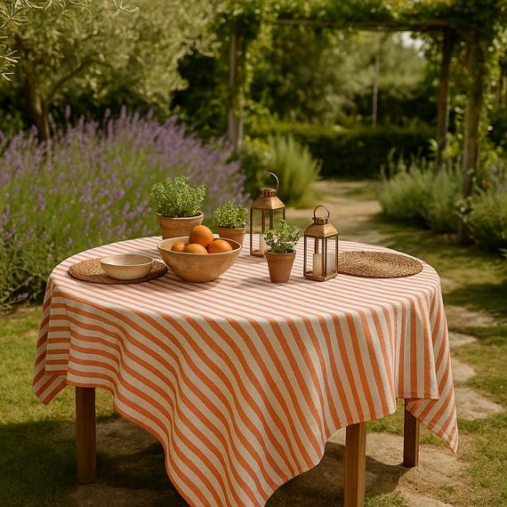 Farmhouse Table Cloth for Kitchen Dining Room, Washable Decorative Cotton Table Covers for Party, Sage Green Table Cover Round Circle