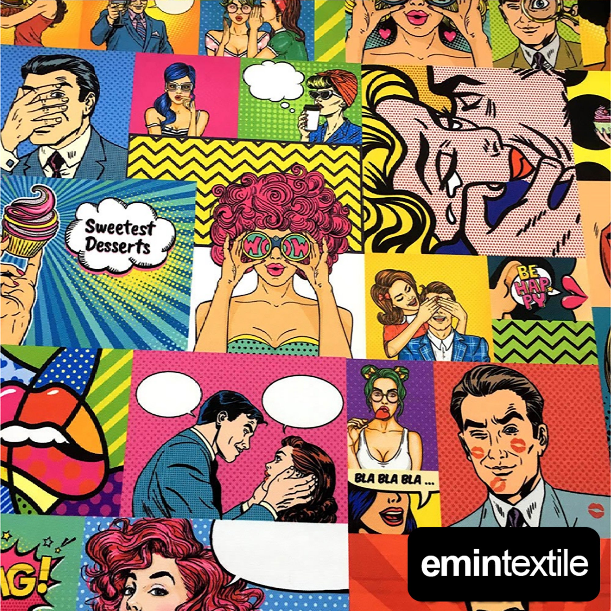 Pop Art Fabric Funny Comic Art Colorful Upholstery Fabric by - Etsy