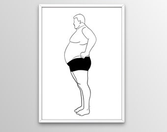 Fat Man Line Art - Etsy Canada