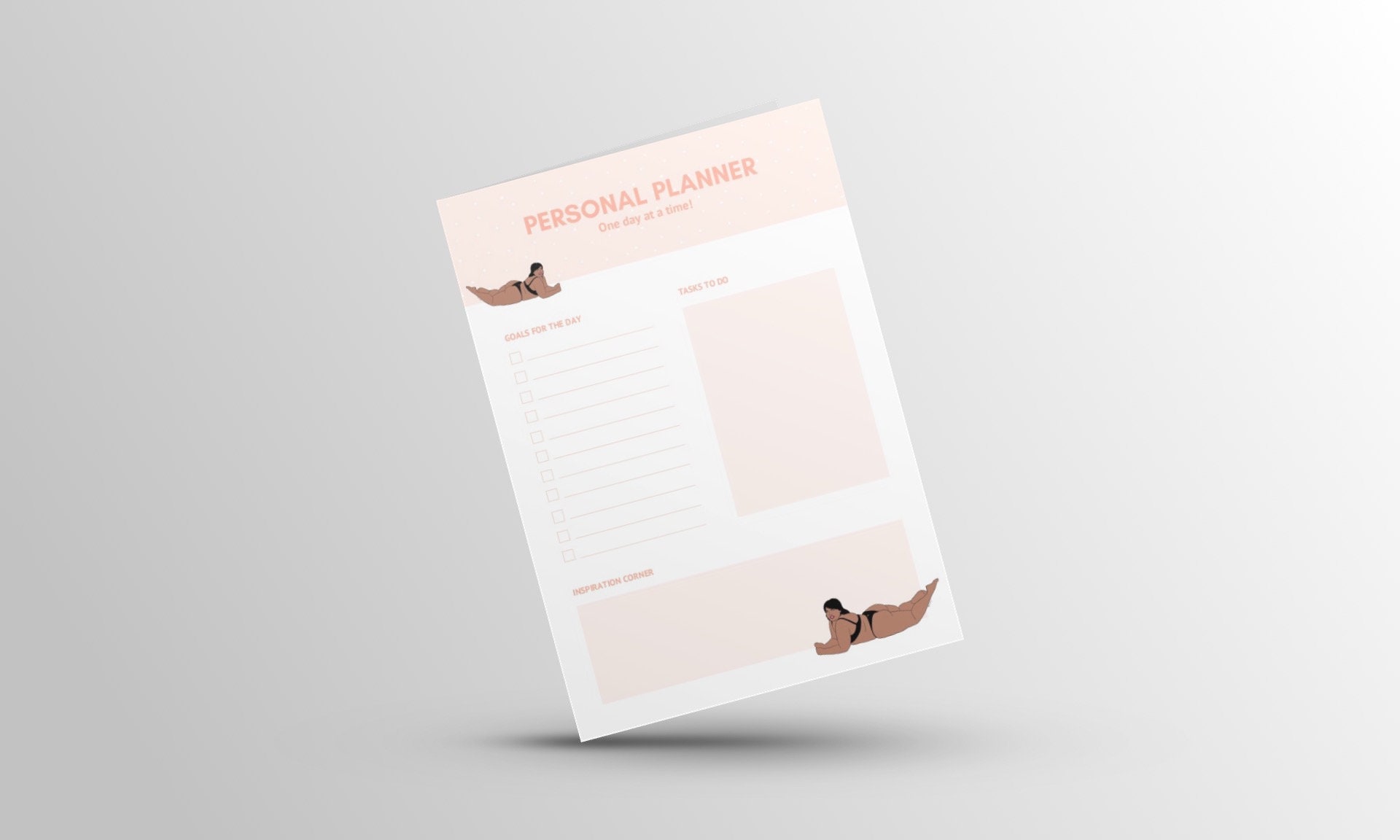 Weekly Agenda Printable Organizer Curvy Woman Design Plus Size Woman Drawing Digital Printable Personal Planner for Curvy Girls