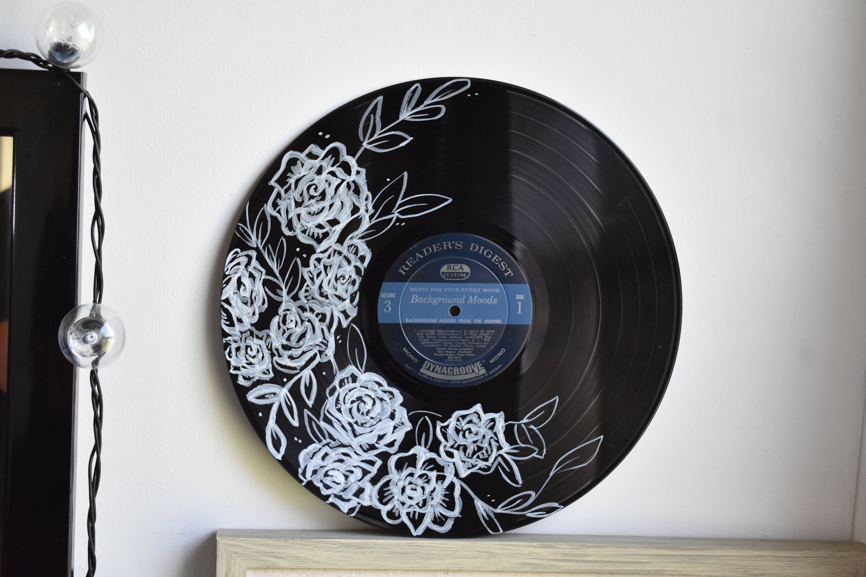 Hand painted beetlejuice sandworm vinyl record wall art 