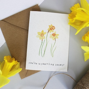 Estás floreciendo hermosa tarjeta de felicitación - Día de la Madre, Novio, Novia, Esposo, Esposa, Narciso, Día de la Madre, Juego de palabras, Mamá, Flores, Amigo