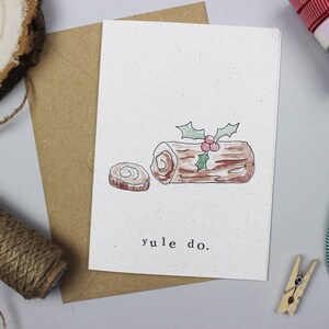 Carte de vœux de Noël Yule Do - Jeu de mots, Bûche de Noël, Petite amie, Petit ami, Mari, Femme, Fiancé, Drôle, Partenaire, Carte de Noël